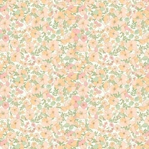 REDUCED Floral Illustrated 70s Vintage-peach