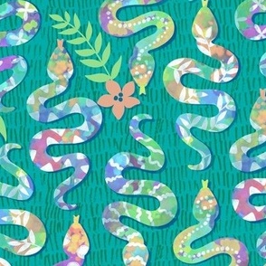 Rainbow Snakes-Turquoise - Medium Scale