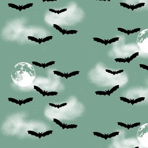 Bats in Moonlight Green