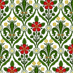 Gothic Revival Roses and Lilies - 12W in "heraldic" colors