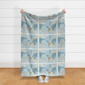 Colorful, vintage blue and beige world map with a modern twist
