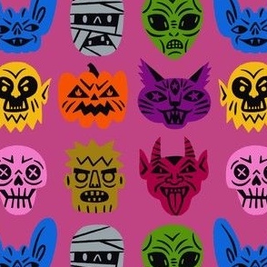 Monsters (Hot pink background, small size)