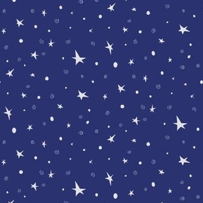 Simple Blue White Star Pattern on Solid Blue Background