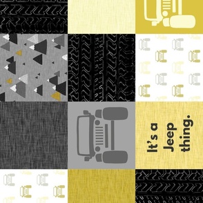Jeep thing quilt - yellow - rotated