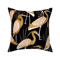 Art Deco Great Egret - Black Gold