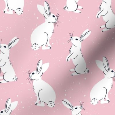 white bunny on pink | minimalistic 