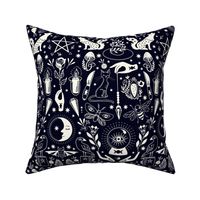 witchy new moon - black and white