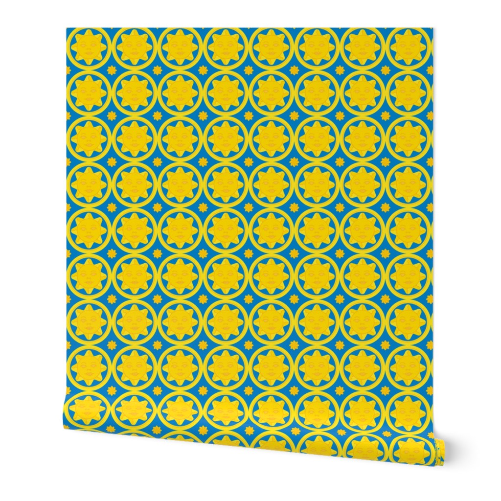 Sunny day medallion - yellow on dark blue