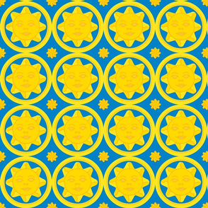 Sunny day medallion - yellow on dark blue