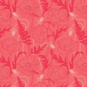 Poppy floral - coral