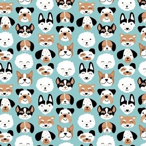 Cute little puppy and dogs design cute cockapoo labradoodle and other beagle and husky friends kawaii kids design soft baby blue