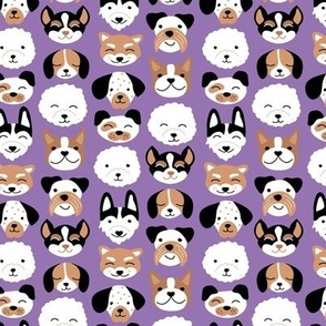 Cute little puppy and dogs design cute cockapoo labradoodle and other beagle and husky friends kawaii kids design purple