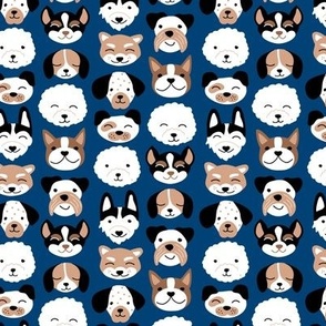 Cute little puppy and dogs design cute cockapoo labradoodle and other beagle and husky friends kawaii kids design navy blue 