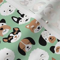 Cute little puppy and dogs design cute cockapoo labradoodle and other beagle and husky friends kawaii kids design mint green 