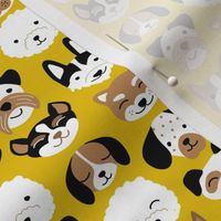 Cute little puppy and dogs design cute cockapoo labradoodle and other beagle and husky friends kawaii kids design mustard yellow