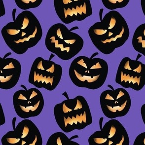 Small Scale Halloween Scary Spooky Pumpkins in Purple