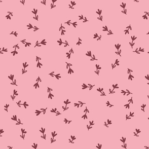 Tuscan red flowers on a soft pink background - birds and flowers coordinate not happy brights