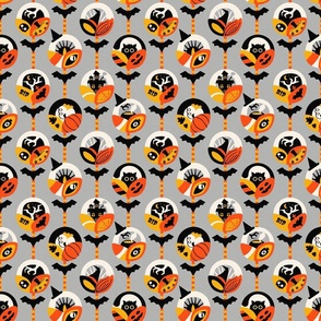 Retro Halloween Witchy Things Grey Orange Smaller