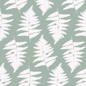 Fern / big scale / sage green botanic perfectly imperfect leaf pattern
