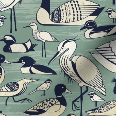 Water birds - Granite Green - l