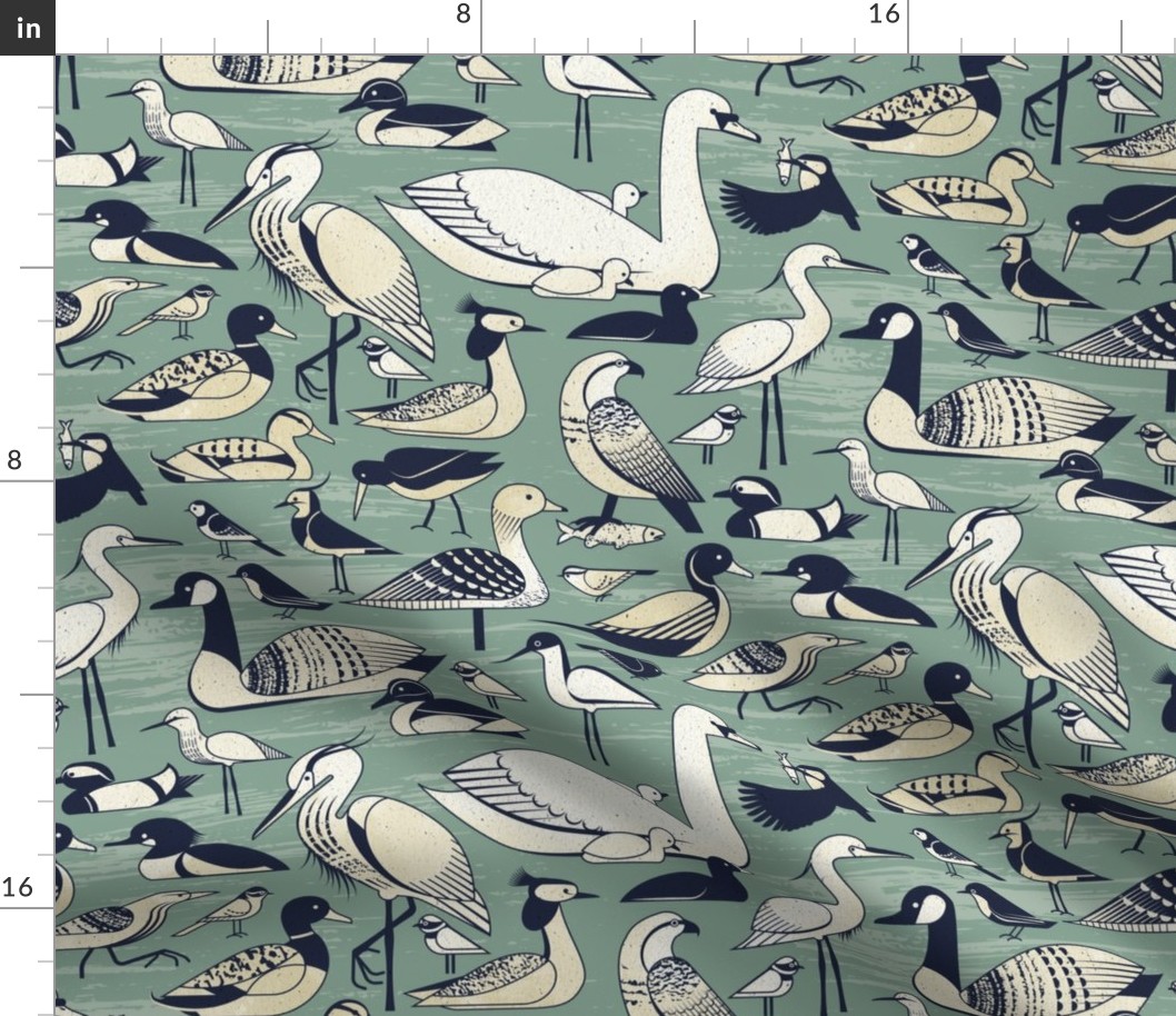 Water birds - Granite Green - l