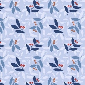 Christmas holly pattern - blue