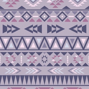 Purple and pink aztec pattern with nordic vibes - festive holiday sweater pattern - medium scale