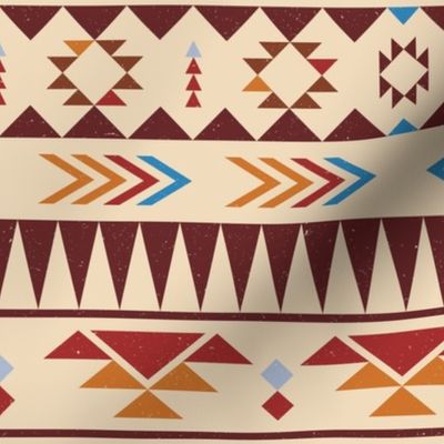 Aztec pattern orange red and brown