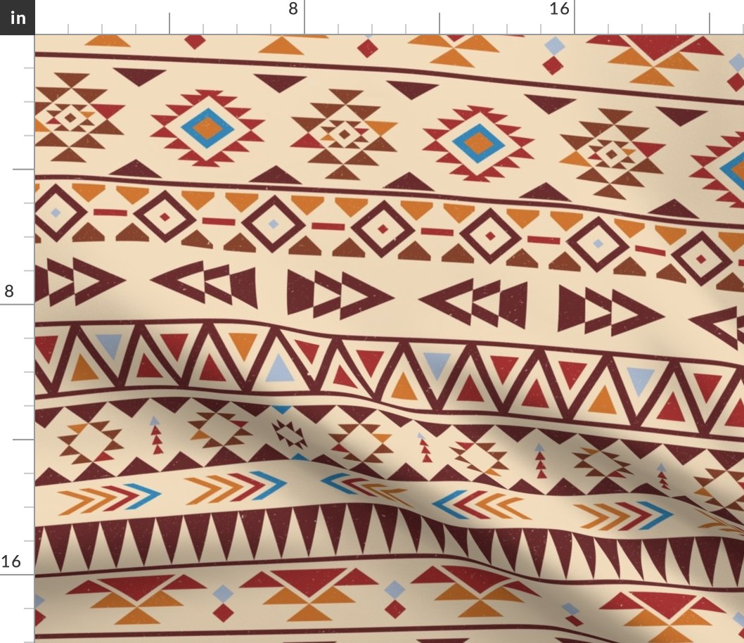 Aztec pattern orange red and brown