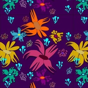 Bunch of flowers with royal violet background