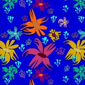 Bunch of flowers with blue background