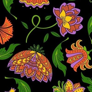 Fantasy Floral Halloween - Black Large