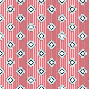 quatrefoils on watermelon pink stripes | medium