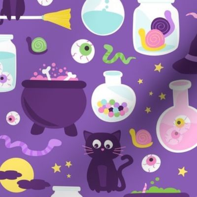 Apprentice Eclectic Kitten Witch With Supplies