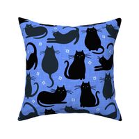 fat black witches cat large scale blue by Pippa Shaw