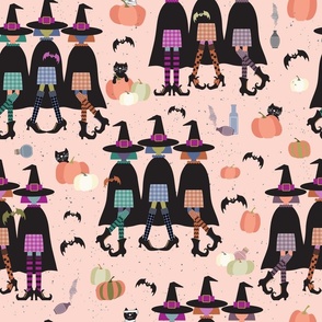 Girls in Checkered Skirts on Halloween - Large