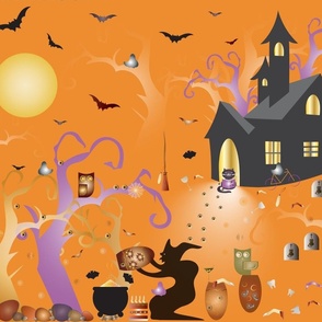 Spooky Feast - Halloween - Witch - Haunted House - Ghost - Orange - Cats