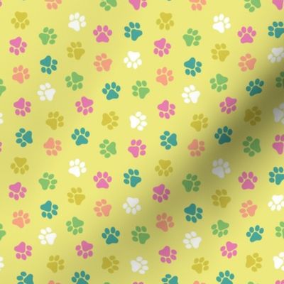 Wet Paw Prints - Bright, Small Scale