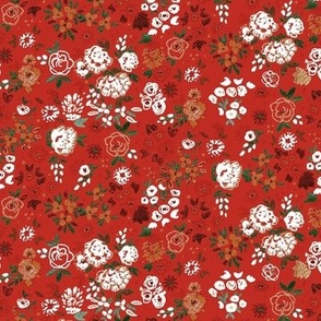 floral ditsy ink - red 8in