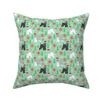 medium santa schnauzers on  mint green