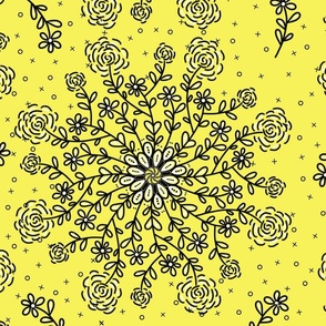 Rose mandala on yellow large