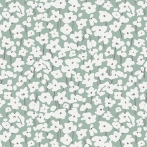  Anna / small scale / sage green abstract sweet playful floral pattern design 