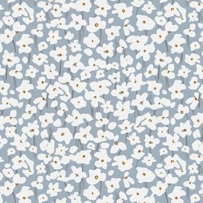  Anna / small scale / dusky blue abstract sweet playful floral pattern design 