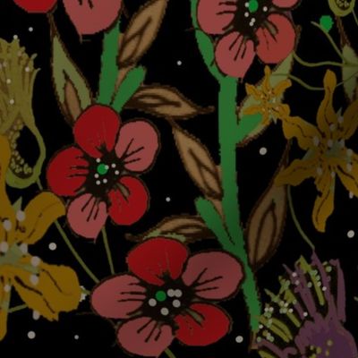 'The Witch's Opium Wood' - Opium Poppies, Dark Floral. Wildflowers, Opium Flowers, Opium Potion, eclectic witch aesthetic, large scale - Vanessa Peutherer © 2022