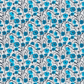 Retro Poppies_Blue/Gray_Small