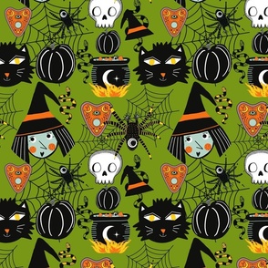 halloween cute witch Green 