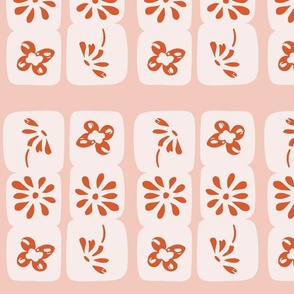 Flower Play - Negative Space Block - Orange And Peach.