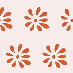 Flower Play - Daisy - Orange On Soft Pink.