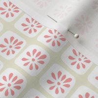 Flower Play Block Print - Pink, White and Cream - Ditsy.