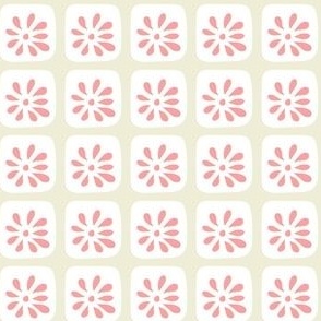 Flower Play Block Print - Pink, White and Cream - Ditsy.